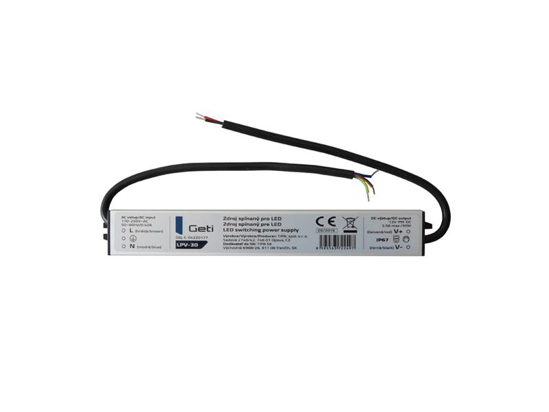 Zdroj spínaný pre LED 12V/ 30W Geti LPV-30