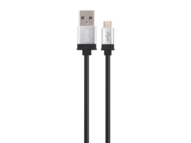 Kabel USB - Micro USB, černo-strieborný 1m YENKEE YCU 201 BSR