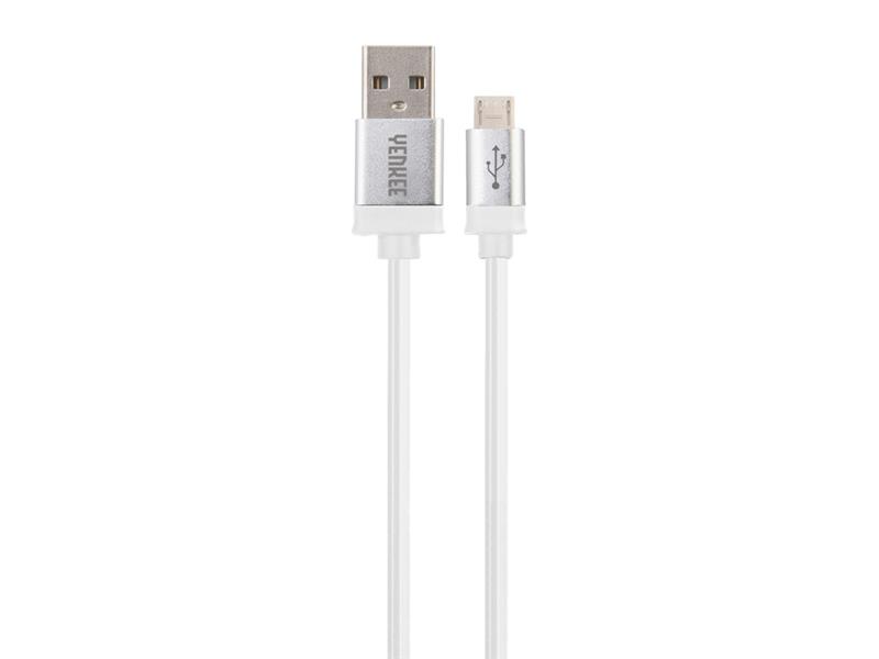Kabel USB - Micro USB, bílo-strieborný 1m YENKEE YCU 201 WSR